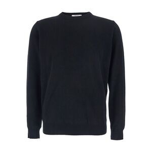 Kangra Men Black Crewneck Sweater With Ribbed Trims In Cashmere Man